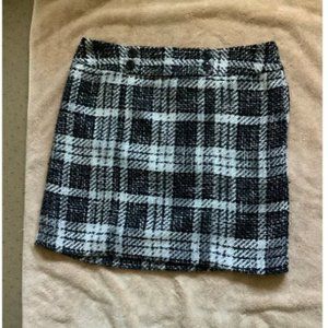 Ann Taylor Black Plaid Tweed Skirt